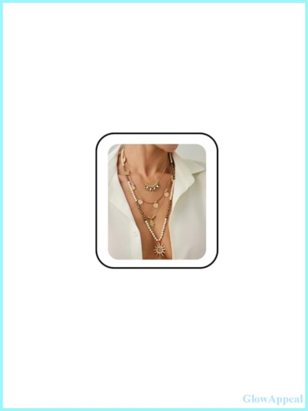 Boho Beaded Sun Pendant Clavicle Chain Stackable Tassel Necklace